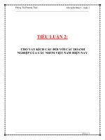 Tiểu Luận 2: Cho Vay Kích Cầu Đối Với Các Doanh Nghiệp Của Các Nhtm Ở Việt Nam Hiện Nay