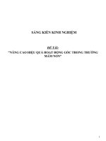 NÂNG CAO HIỆU QUẢ HOẠT ĐỘNG GÓC TRONG TRƯỜNGMẦM NON
