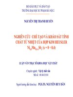 NGHIÊN CỨU  CHẾ TẠO VÀ KHẢO SÁT TÍNH CHẤT TỪ NHIỆT CỦA HỢP KIM HEUSLER Ni0,5Mn0,5xSbx (x = 0 ÷ 0,4)