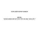 Sáng kiến kinh nghiệm rèn kỹ năng nói cho học sinh lớp 1 Trường TH 1 Khánh Bình Đông