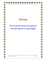 Tiểu Luận: Xem Xét Lại Tính Sáng Tạo Trong Ngành Kế Toán: Phải Sáng Tạo Và Chuyên Nghiệp