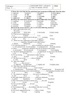 De Kiem tra so 3(even) (unit 6&7) Anh 9