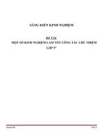 MỘT SỐ KINH NGHIỆM LÀM TỐT CÔNG TÁC CHỦ NHIỆMLỚP 5