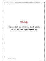 Tiểu Luận Nghiệp Vụ Ngân Hàng Thương Mại: Cho Vay Kích Cầu Đối Với Các Doanh Nghiệp Của Các Nhtm Ở Việt Nam Hiện Nay