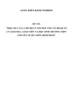 SKKN Hiệu quả của chế độ ưu đãi đối với cán bộ quản lý giáo dục, giáo viên và học sinh trường THPT chuyên Lê Qúy Đôn, Bình Định
