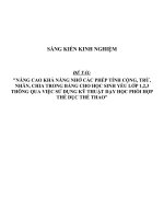 SKKN Nâng cao khả năng nhớ các phép tính cộng, trừ, nhân, chia trong bảng cho học sinh lớp 1,2,3 thông qua việc sử dụng kĩ thuật dạy học phối hợp thể dục thể thao