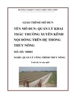 Giáo trình quản lý khai thác thường xuyên kênh nội đồng trên hệ thống thủy nông   mđ03 quản lý công trình thủy nông