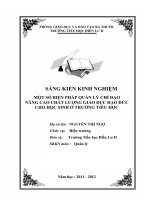 Một số biện pháp quản lý chỉ đạo nâng cao chất lượng giáo dục đạo đức cho học sinh Tiểu học ĐỀN LỪ 2
