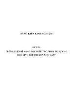 SKKN Rèn luyện kĩ năng đọc hiểu tác phẩm tự sự cho học sinh lớp chuyên Ngữ văn