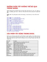 Những phím tắt vô giá cho word