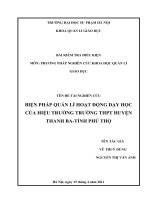 Biện pháp quản lí hoạt động dạy học của hiệu trưởng trường thpt huyện thanh ba-tỉnh phú thọ