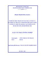 Đánh giá thực trạng sản xuất rau an toàn và xác định các mối nguy ảnh hưởng đến chất lượng vệ sinh của một số loại rau tại xã đông xuân, huyện sóc sơn, thành phố hà nội