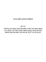 SKKN Hướng dẫn học sinh tìm hiểu ngôn ngữ hội thoại của nhân vật Thúy Kiều trong đoạn Trao duyên trích Truyện Kiều Nguyễn Du Ngữ văn 10 tập II