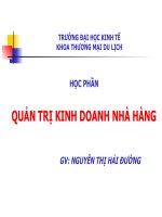 Bài giảng Quản Trị Kinh doanh Nhà Hàng chương Khái quát hoạt động kinh doanh Nhà hàng