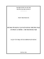 Rủi ro tín dụng tại Ngân hàng thương mại cổ phần An Bình  Chi nhánh Hà Nội