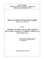 TÌM HIỂU về CÔNG tác tổ CHỨC bộ máy QUẢN TRỊ của CÔNG TY TNHH DV CHUỖI CUNG ỨNG TOÀN cầu
