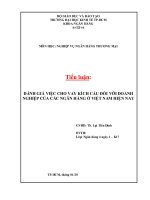 Tiểu Luận: Đánh Giá Việc Cho Vay Kích Cầu Đối Với Doanh Nghiệp Của Các Ngân Hàng Ở Việt Nam Hiện Nay