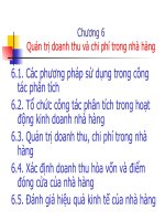 Bài giảng Quản Trị Kinh doanh Nhà Hàng chương Quản trị doanh thu và chi phí trong nhà hàng