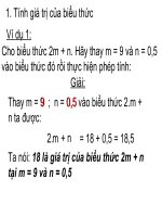 Ví dụ 1 (Tính giá trị biểu thức)