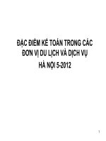Bài giảng: Đặc điểm kế toán trong các đơn vị du lịch và dịch vụ Hà Nội