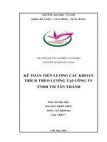 chuyên đề kế toán tiền lương và các khoản trích theo lương của công ty TNHH TM Tân Thành