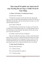 Thực trạng đề tài nghiên cứu Hạch toán kế toán vốn bằng tiền tại Công ty TNHH TM & DV Toàn Thắng