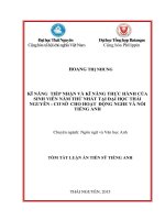 Luận án  Kĩ năng tiếp nhận và kĩ năng thực hành của sinh viên năm thứ nhất trong Đại học Thái Nguyên: Cơ sở cho các hoạt động nghe và nói  tiếng Anh