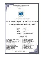 ĐỀ TÀI MÔN TÀI CHÍNH TIỀN TỆ KHỦNG HOẢNG THỊ TRƯỜNG TÍN DỤNG THỨ CẤP BÀI HỌC KINH NGHIỆM CHO VIỆT NAM