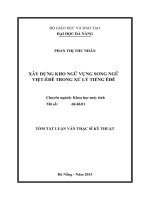 xây dựng kho ngữ vựng song ngữ việt -ê đê trong sử lí tiếng ê đê