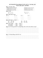 ĐỀ THI KSCL GIỮA KỲ II. LỚP 1