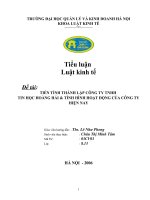 đồ án công nghệ thông tin Tiến tình thành lập Công ty TNHH Tin học Hoàng Hải & Tình hình hoạt động của công ty hiện nay