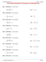 Tuyển tập các câu hỏi tích phân trong các đề thi đại học