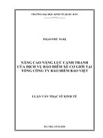 Luận văn thạc sỹ: Nâng cao năng lực cạnh tranh của dịch vụ bảo hiểm xe cơ giới tại Tổng Công ty Bảo Hiểm Bảo Việt