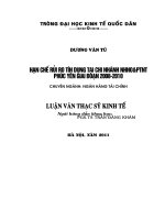 Luận văn thạc sỹ: Hạn chế rủi ro tín dụng tại Chi nhánh NHNoPTNT Phúc Yên giai đoạn 2008 đến 2010