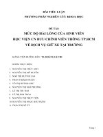 “ đánh giá sự hài lòng của sinh viên học viện công nghệ bưu chính viễn thông tp hồ chí minh đối với dịch vụ bãi giữ xe của trường để thực hiện nhằm nâng cao chất lượng của bãi giữ xe trường