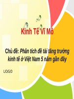 Chủ đề phân tích đề tài tăng trưởng kinh tế ở việt nam 5 năm gần đây