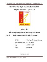 Đồ án ứng dụng quản trị học trong kinh doanh đề tài  “ kinh doanh theo hình thức franchise”