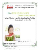 Tiểu luận ĐÁNH GIÁ CHẤT LƯỢNG CẢM QUAN THỰC PHẨM Hiệu lực của giáo dục cảm giác về  nhận thức của các em học sinh