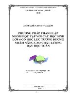 Đề tài nghiên cứu khoa học sư phạm ứng dụng Phương pháp thành lập nhóm học tập với các học sinh lớp 6 có học lực tương đương nhằm nâng cao chất lượng dạy học Toán