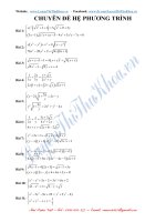 Tuyển tập 200 câu Hệ phương trình hay và chọn lọc Luyện thi Đại học