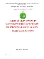 tiểu luận Nghiên cứu khả năng xử lý nước thải nuôi tôm bằng nhuyễn thể 2 mảnh vỏ, tảo ở xã lý nhơn, huyện cần giờ, TP HCM