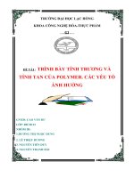 ĐỀ tài 10   TRÌNH bày TÍNH TRƯƠNG và TÍNH TAN của POLYMER  các yếu tố ẢNH HƯỞNG