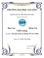 Báo cáo quản trị chất lượng sản phẩm sữa tiệt trùng có đường TH true milk