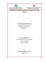 Nghiên cứu các bài tập học tích hợp về hình thái học và cú pháp tiếng  Anh cho sinh viên năm thứ nhất  tại Đại học Thái Nguyên