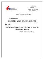 tiểu luận môn quản trị kinh doanh quốc tế những quyết định về sản xuất quốc tế trong xu thế hội nhập hiện nay