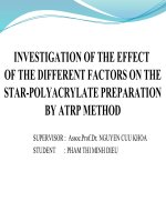 INVESTIGATION OF THE EFFECT OF THE DIFFERENT FACTORS ON THE STAR POLYACRYLATE PREPARATION BY ATRP METHOD