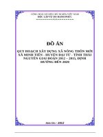 QUY HOẠCH xây DỰNG xã NÔNG THÔN mới xã MINH TIẾN   HUYỆN đại từ   TỈNH THÁI NGUYÊN GIAI đoạn 2012 – 2015, ĐỊNH HƯỚNG đến 2020