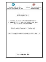 Những bài học mẫu để phát triển kỹ năng viết của sinh viên năm thứ nhất Đại học Thái Nguyên
