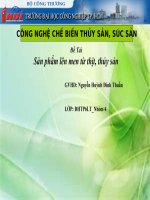 Tiểu luận CÔNG NGHỆ CHẾ BIẾN THỦY SẢN VÀ SÚC SẢN Sản phẩm lên men từ thịt, thủy sản