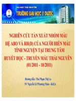 nghiên cứu tần xuất nhóm máu hệ ABO và RH(D) của người hiến máu tình nguyện tại trung tâm huyết học-truyền máu Thái Nguyên